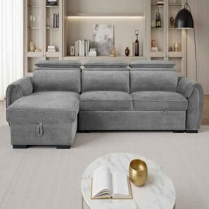 Montfield Fabric Universal Corner Sofabed in Dark Grey