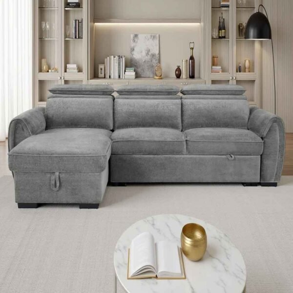 Montfield Fabric Universal Corner Sofabed in Dark Grey
