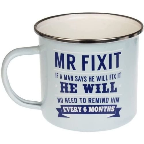 Enamel Personalised Coffee Mug Mr Fixit