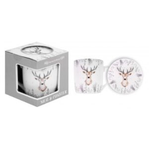 Harvey & Mason Christmas Silver Deer Mug & Coaster Set