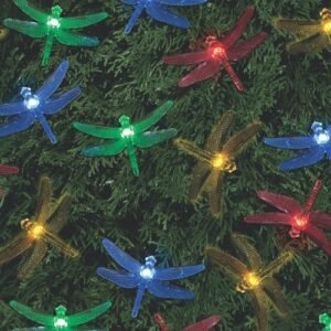 Dragonfly Solar Fairy Lights 20 LED Assorted Colours
