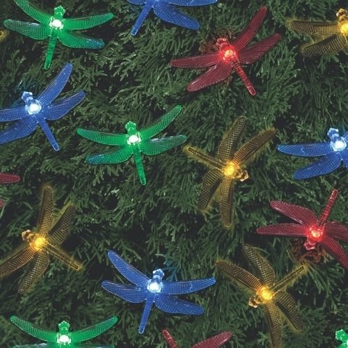 Dragonfly Solar Fairy Lights 20 LED Assorted Colours