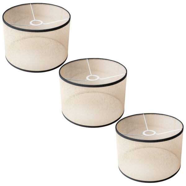 Linen Contrast Trim Easy-Fit Ceiling Light Shade — Pack of 3