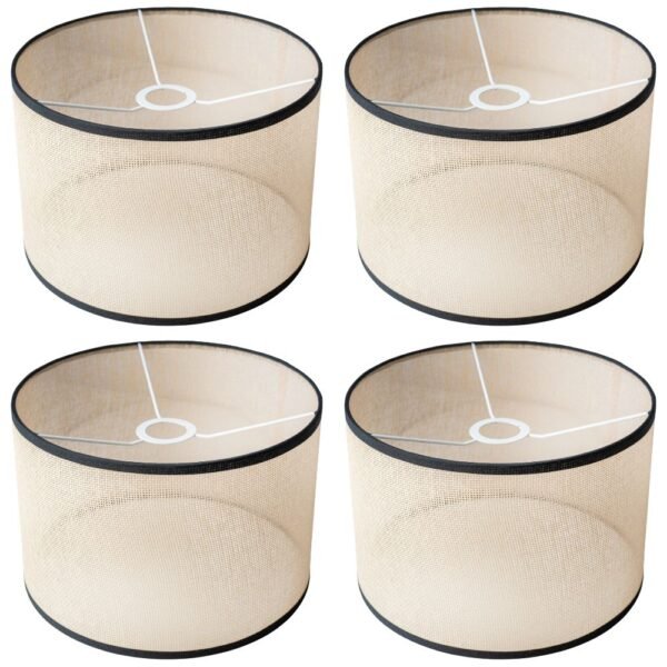 Linen Contrast Trim Easy-Fit Ceiling Light Shade — Pack of 4