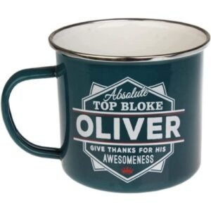 Enamel Personalised Coffee Mug Oliver