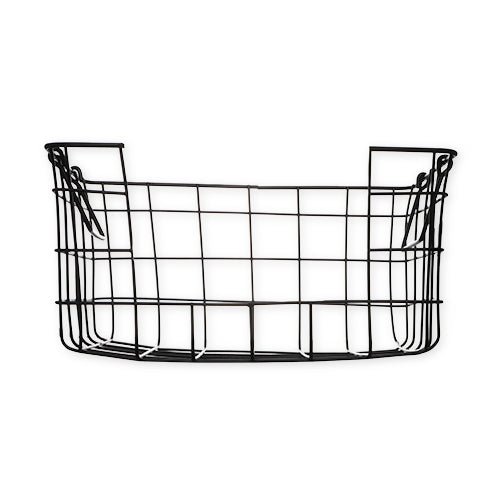 Black Open Front Wire Storage Basket 33cm
