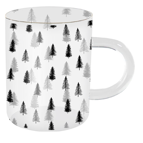 Christmas Nordic Printed Glass Mugs Assorted Designs