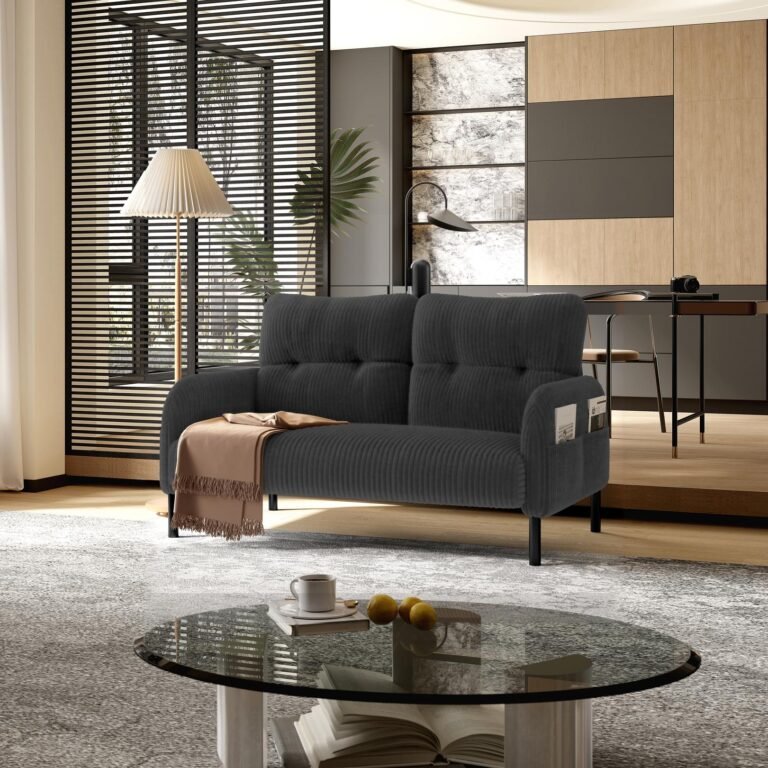 Modern Corduroy 2-Seater Sofa – Grey