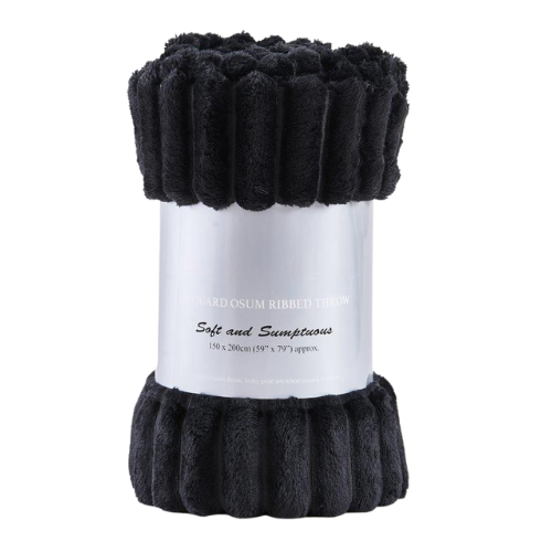 Cozy Ribbed Knit Throw Blanket Assorted