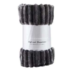 Cozy Ribbed Knit Throw Blanket Assorted
