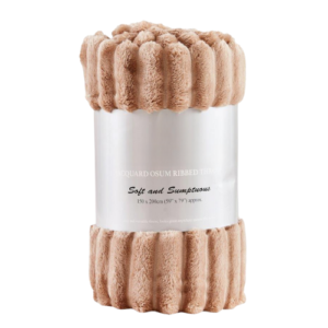 Cozy Ribbed Knit Throw Blanket Assorted