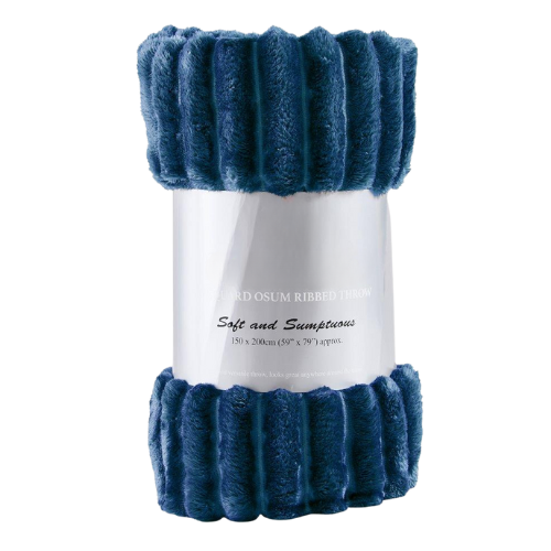 Cozy Ribbed Knit Throw Blanket Assorted