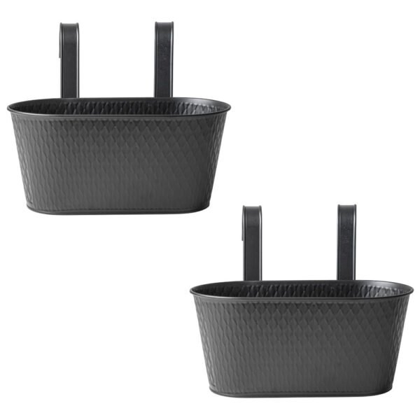 Over Fence Diamond Planter Black 26.5cm — Pack of 2