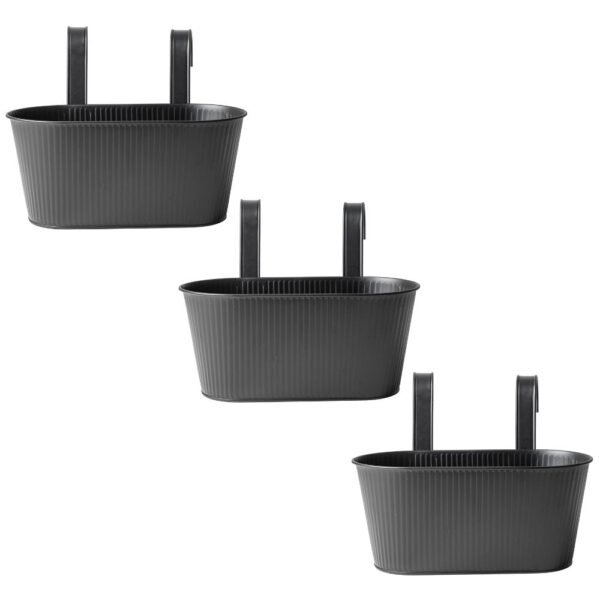 Over Fence Ribbed Planter Black 26.5cm — Pack of 3