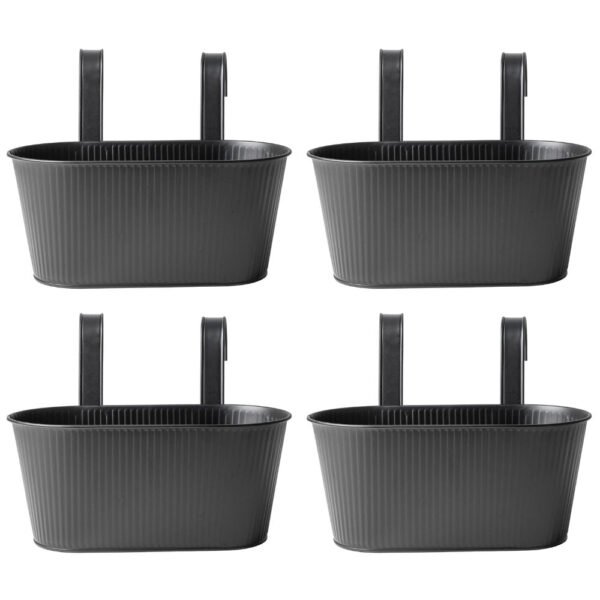 Over Fence Ribbed Planter Black 26.5cm — Pack of 4