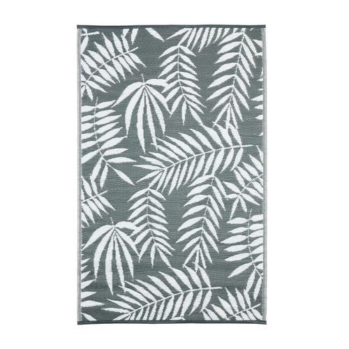 For The Love Of Gardening Outdoor Palm Leaf Rug Grey 90cm x 150cm