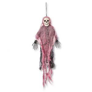 Pink Hooded Ghost Skeleton Halloween Decoration