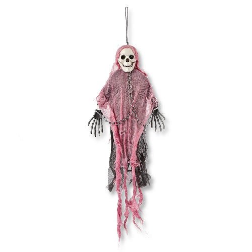 Pink Hooded Ghost Skeleton Halloween Decoration