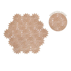 Festive Table Setting Gold Poinsettia Placemats 2 Pack