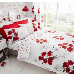 Poppy Printed Duvet Cover Set Red Double & King Size Floral Bedding