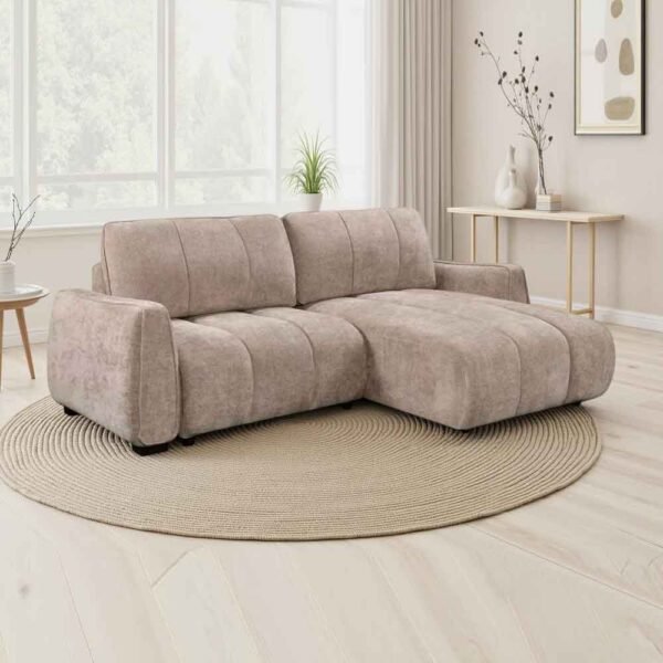 Portmere Fabric Universal Corner Sofa Bed – Beige