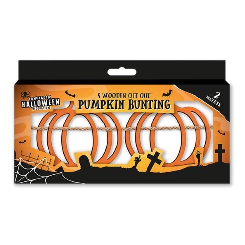 Halloween Wooden Cut Out Pumpkin Bunting 2M