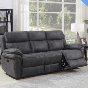 Rasalas Fabric Electric Recliner 3 Seater Sofa - Charcoal