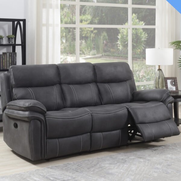 Rasalas Fabric Electric Recliner 3 Seater Sofa – Charcoal