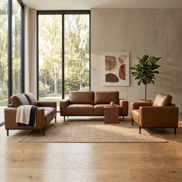 Ravion Fabric Sofa Suite in Tan