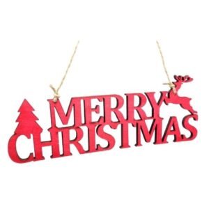 Red Wooden Reindeer Merry Christmas Sign
