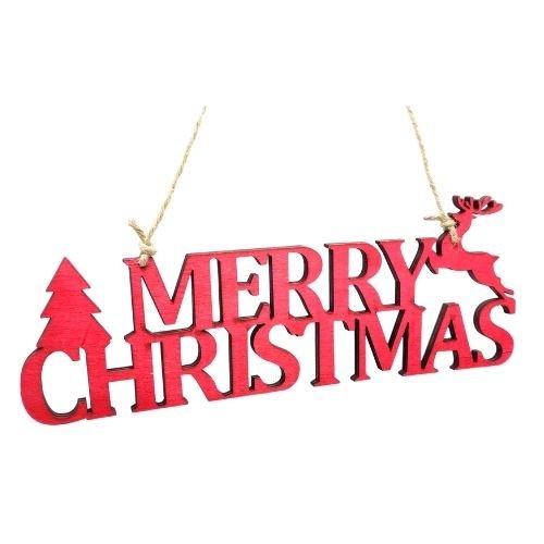 Red Wooden Reindeer Merry Christmas Sign