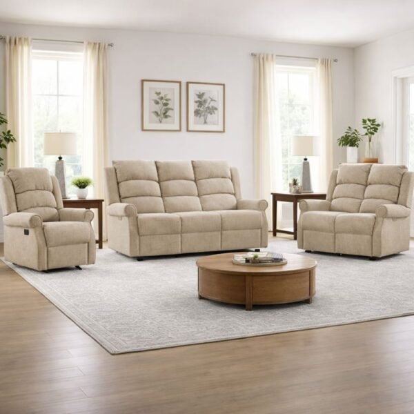Rosenberg Fabric Recliner 3+2+1 Sofa Suite – Rabbit