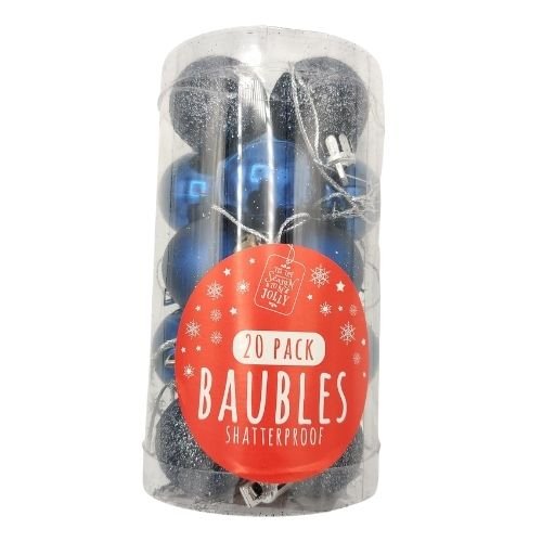 Royal Blue Christmas 20 Pack Baubles 30mm