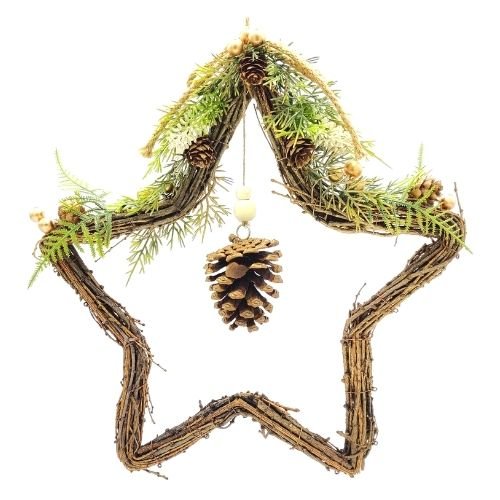 Rustic Star Christmas Wreath 33cm