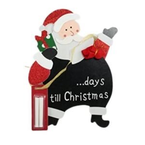 Santa Countdown To Christmas Hanging Plaque with 2 Chalks