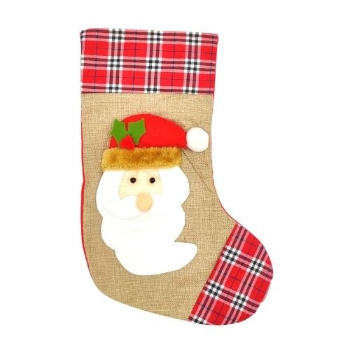 Hessian Christmas Stocking Santa 18″
