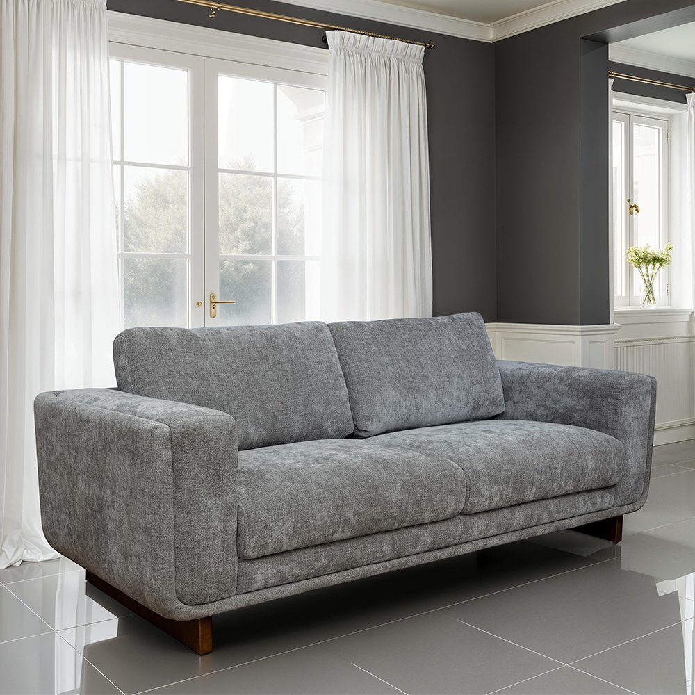 Sarlune Fabric 3 Seater Sofa in Grey
