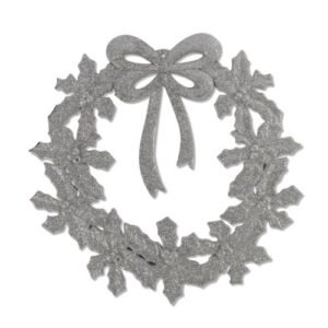 12" Festive Glitter Wreath Christmas Decoration - Silver
