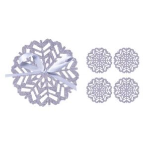 Harvey & Mason Silver Glitter Felt Coaster 4 Pack