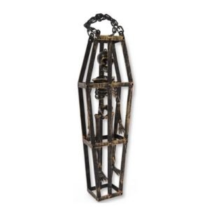 Hanging Skeleton In Cage Halloween Decoration H42cm