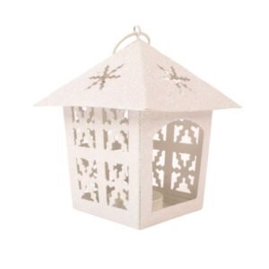 Christmas White Glitter Lantern 15cm