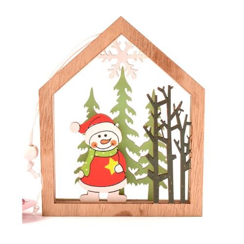 Wooden Christmas Scene Hanging Decoration Assorted Designs