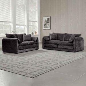 Somera Fabric 3+2 Seater Sofa Set in Black