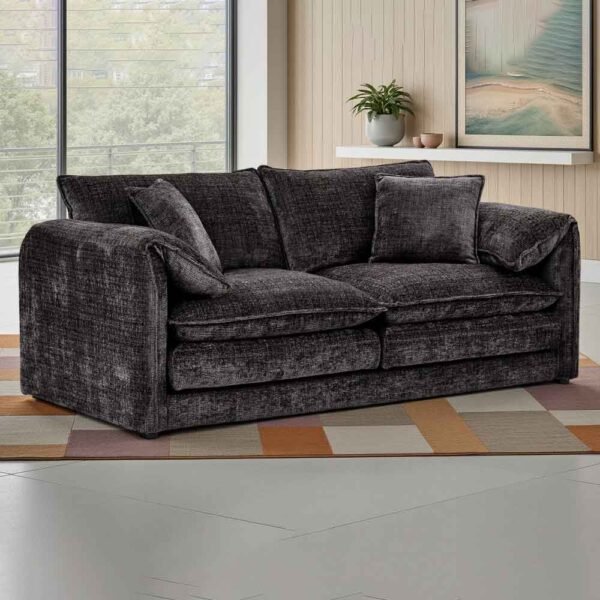 Somera Fabric 3 Seater Sofa in Black