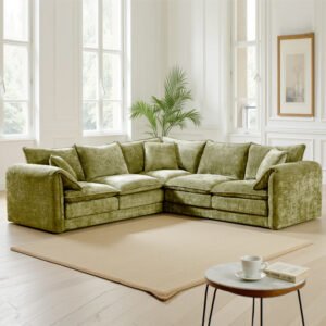 Somera Fabric Corner Sofa in Green