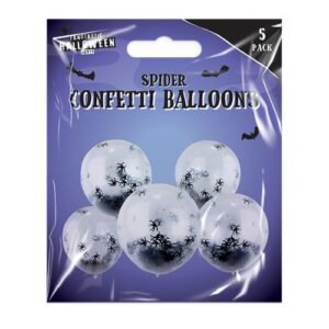 Halloween 12in Spider Confetti Balloons 5 Pack