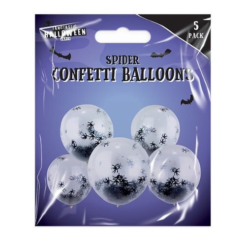 Halloween 12in Spider Confetti Balloons 5 Pack