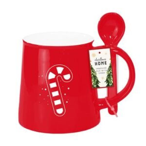 Christmas Embossed Mug with Spoon Assorted Designs