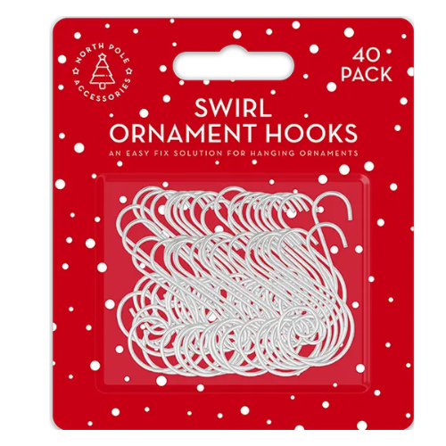 Swirl Ornament Hooks 40 Pack Durable Metal Hangers for Decorations