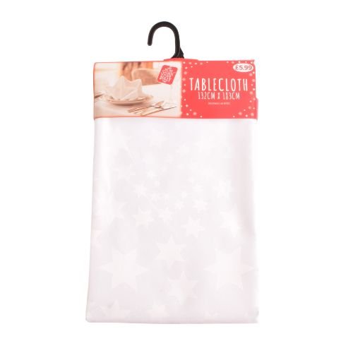White Star Christmas Tablecloth 132cm x 183cm